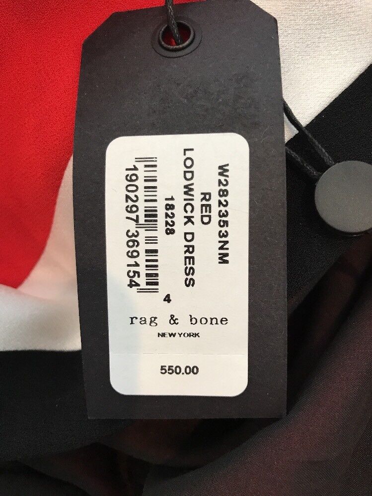 Rag And Bone Red Lodwick Shift Dress. Size 4 Retail $550 Price $175 NWT