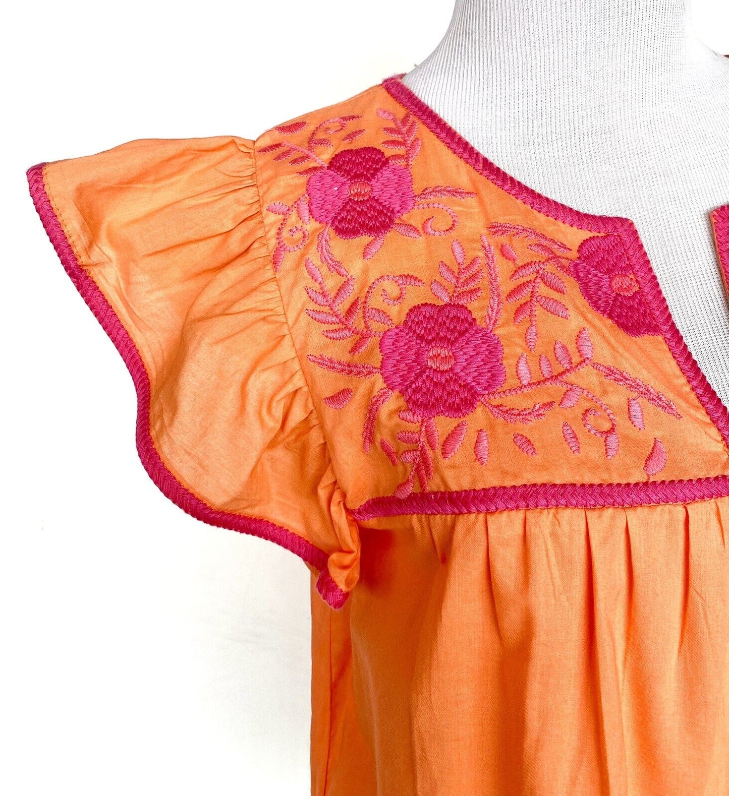 NWT J Marie embroidered Krista Top size XS Retail $106 Price $53 pink Orange