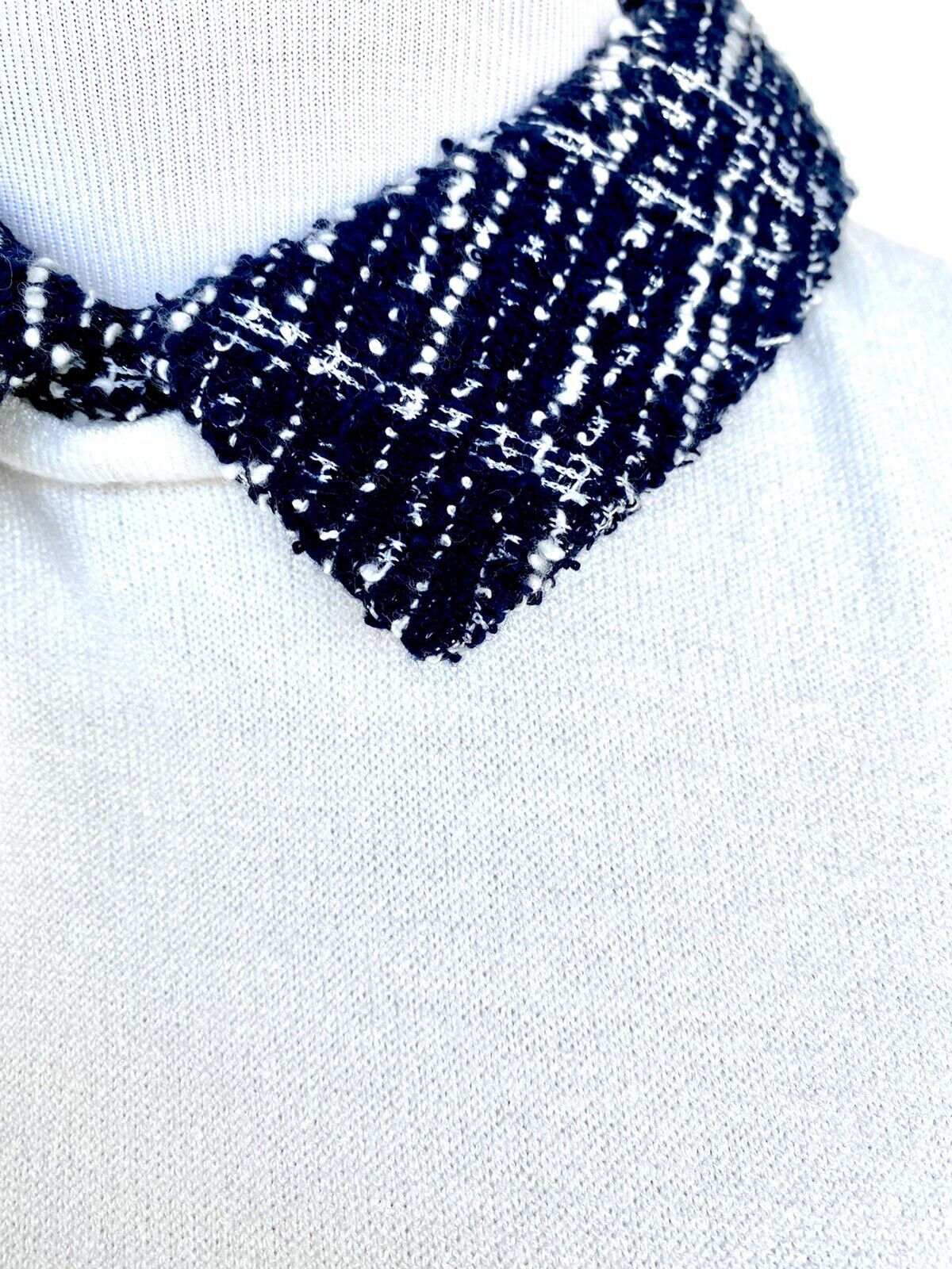 Maison Jules Cream Tweed Collar SS Sweater Retail $49.50 Price $39 Size XXS
