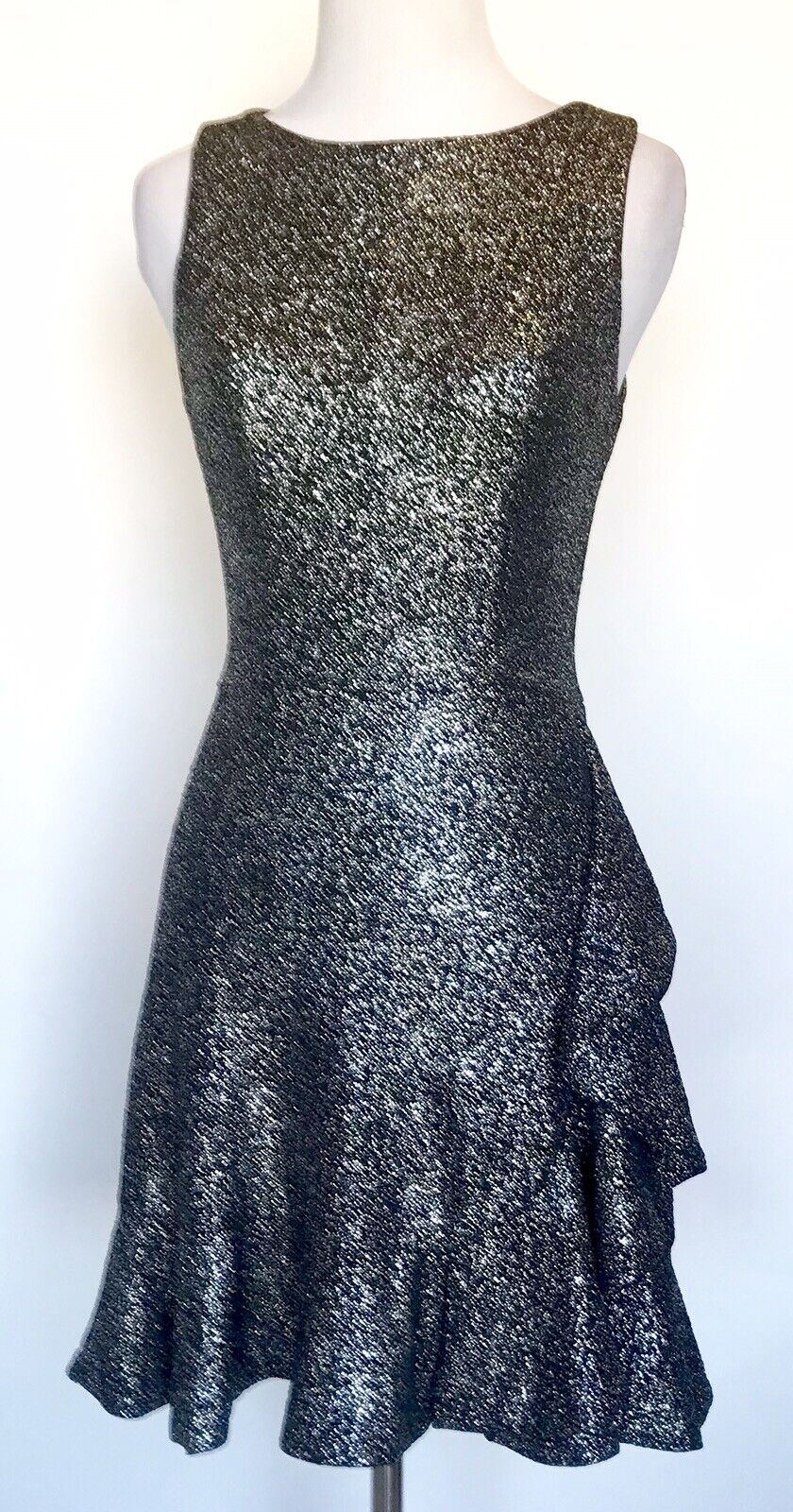 Aqua NWT Dress Metallic Silver & Black Stretch Dress XS/ S Retail $88 Price $42