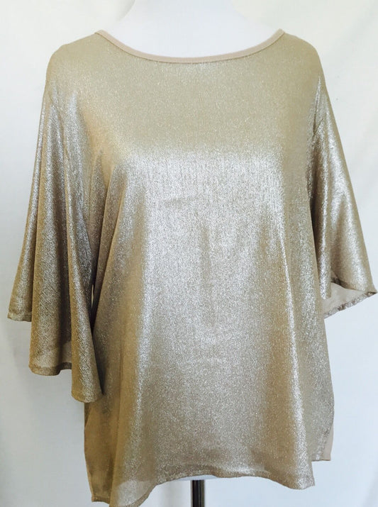 TAVI WOMEN'S GOLD SPARKLE  TOP NWOT SIZE M. $38 Flutter Sleeve