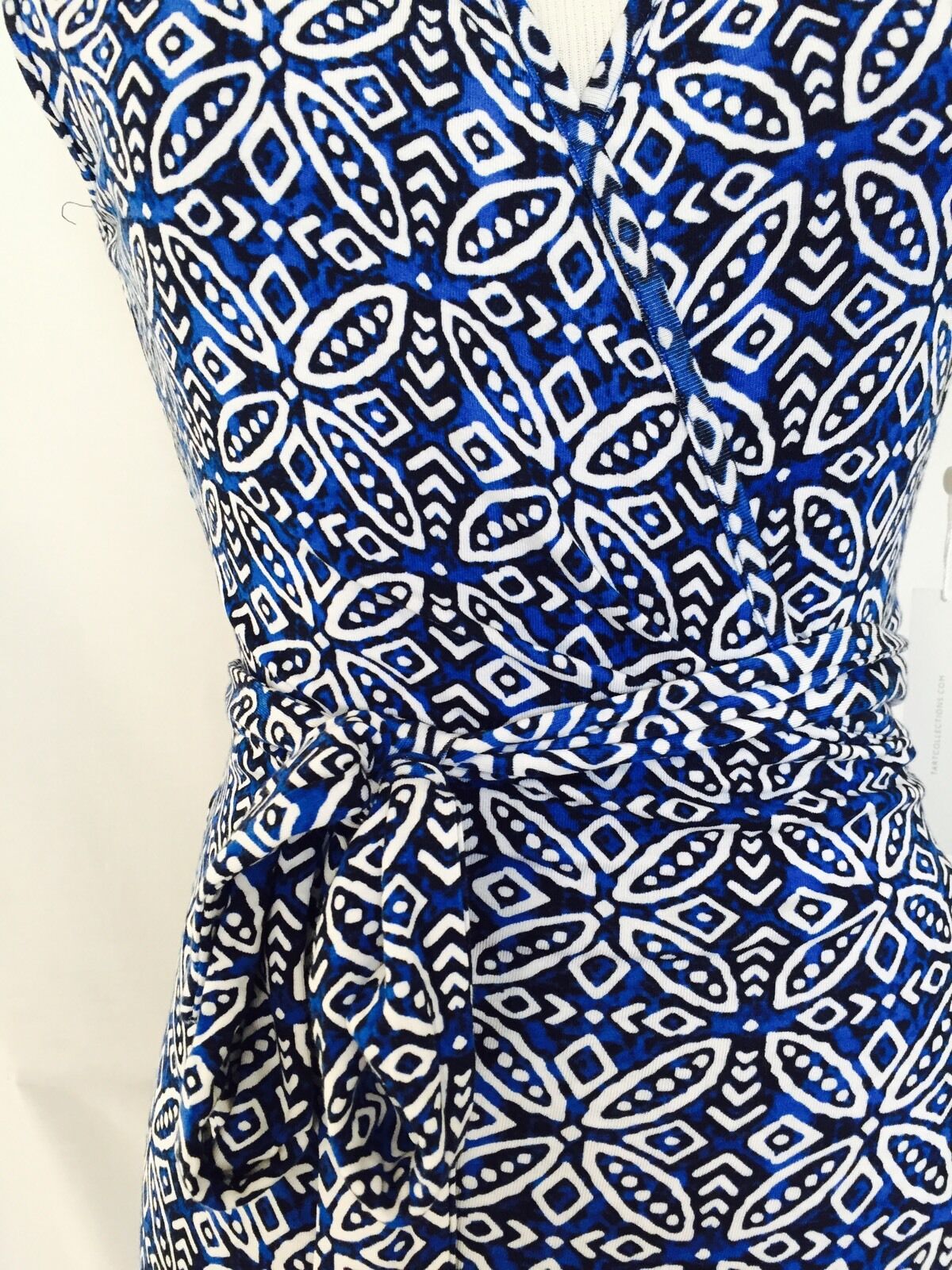 Tart Collections Wrap Dress Blue Black  & White Print NWT Retails $127 Price $44