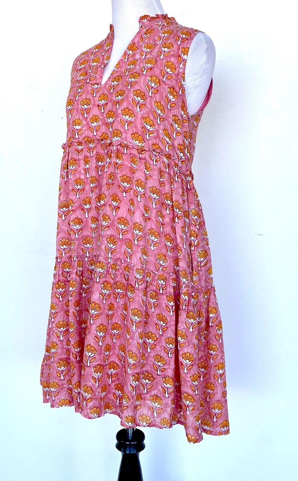 J Marie Elena ruffle tier dress size M Retail $140 Price $70 pink orange