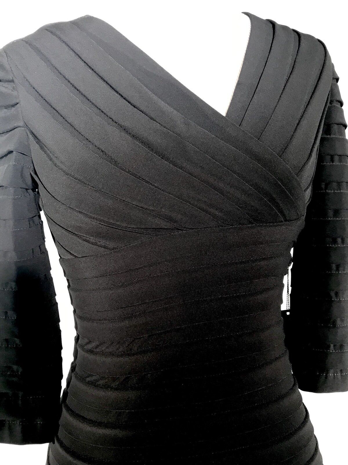 Adrianna Papell Black Banded Stretch Dress NWT Size 0P Price $76