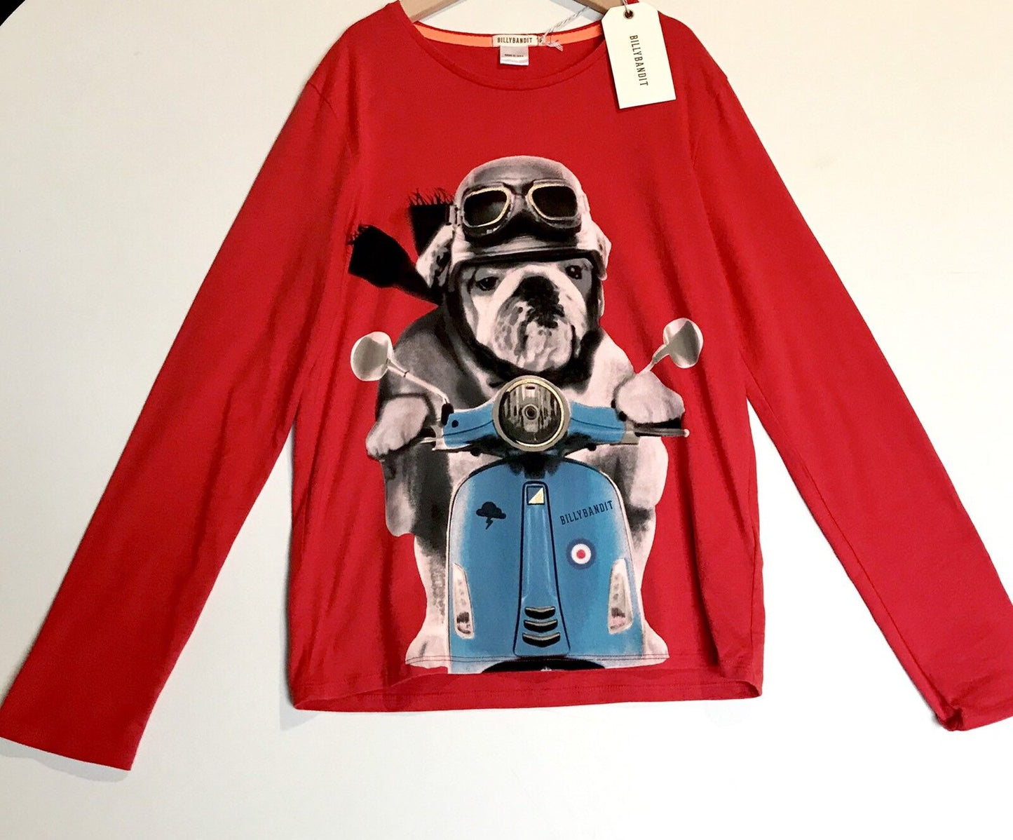 Billy Bandit Pug On Moped Red LS Top. Retails $56 Price $39 Age 12 NWT