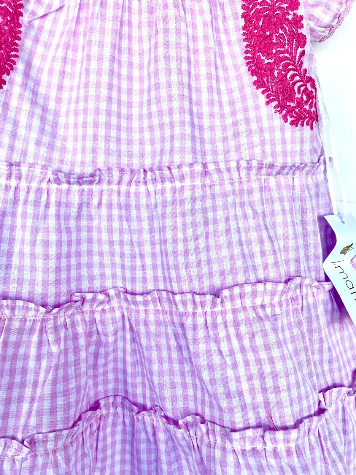 J Marie embroidered Dorothy Dress 5T Retail $102 Price $49 Gingham Pink