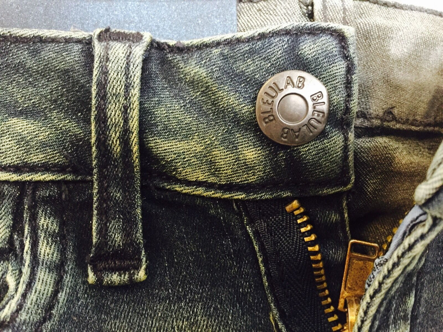 BLEULAB Reversible jean / houndstooth Design Cutoff Shorts Retail$198 $34