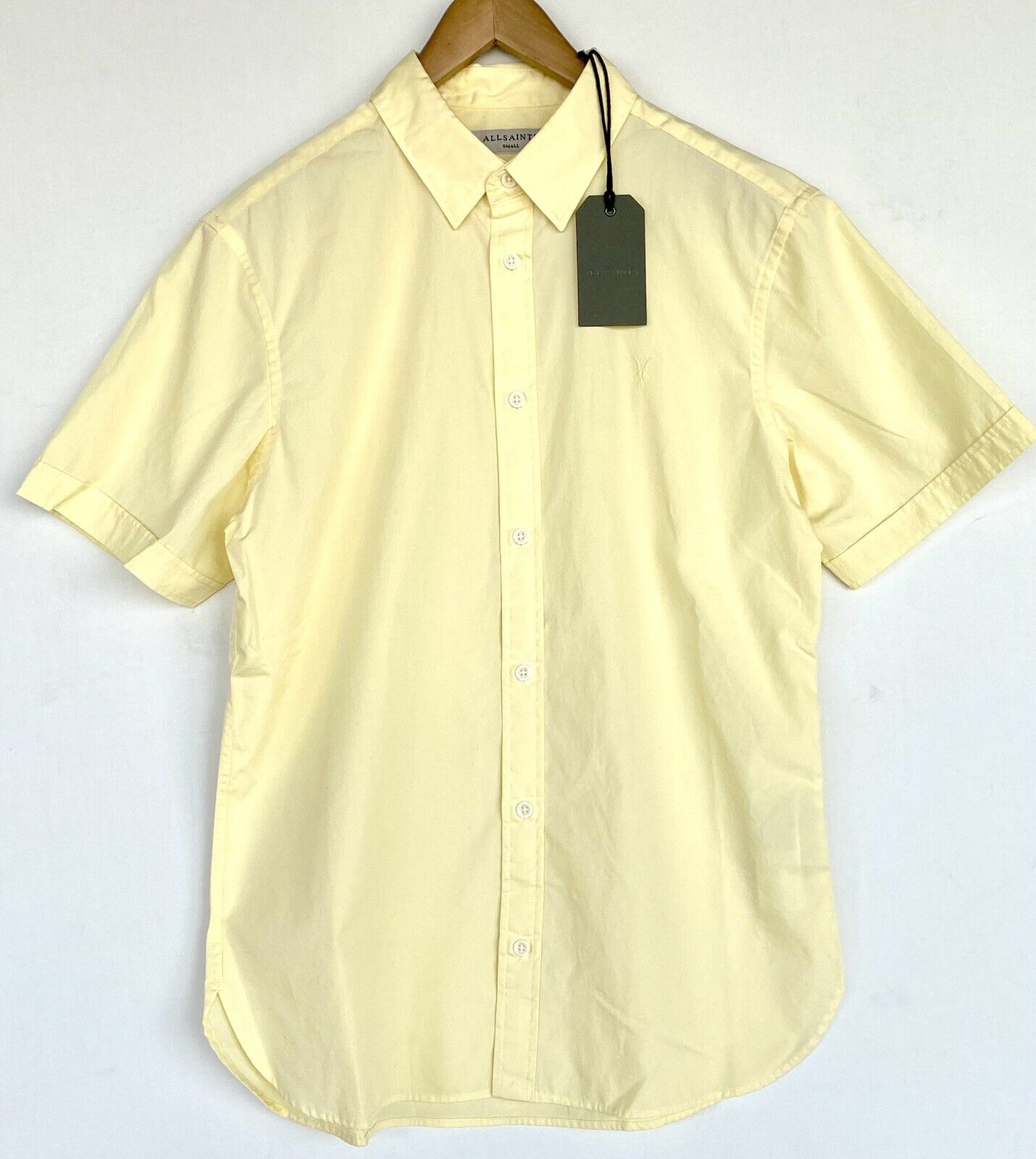AllSaints Riviera SS Shirt Retail $80 Price $49 NEW Sherbet Yellow Small