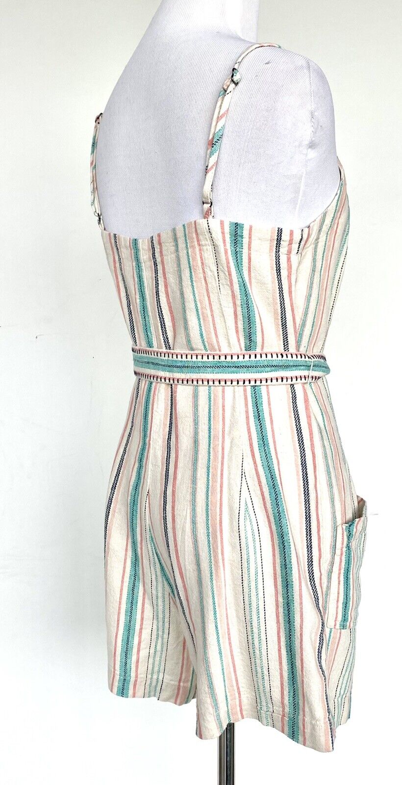 Splendid La Paz Twill Stripe Romper Retail $148 Price $59 NWT XS Linen Mix