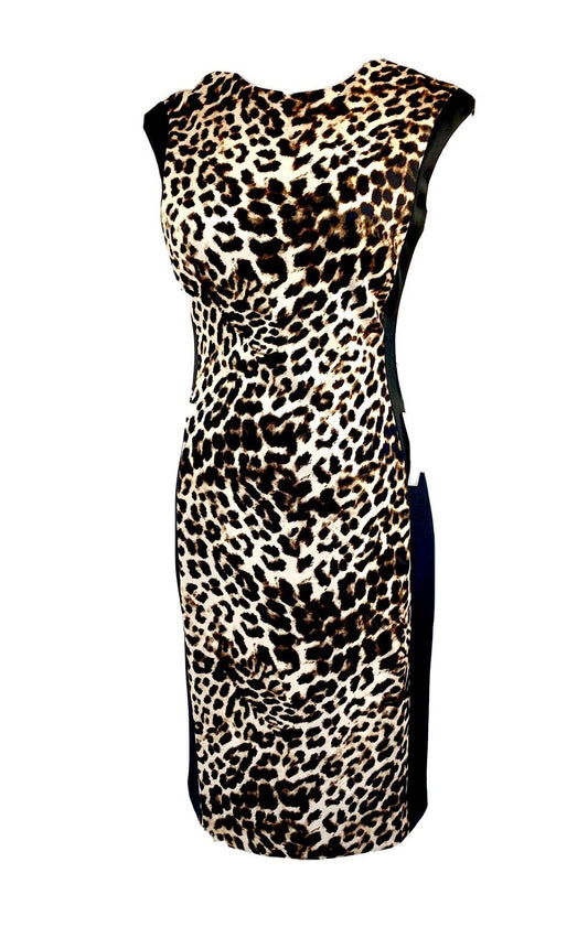 Vince Camuto Leopard Stretch Scuba Bodycon Dress. Size 4 Price $45