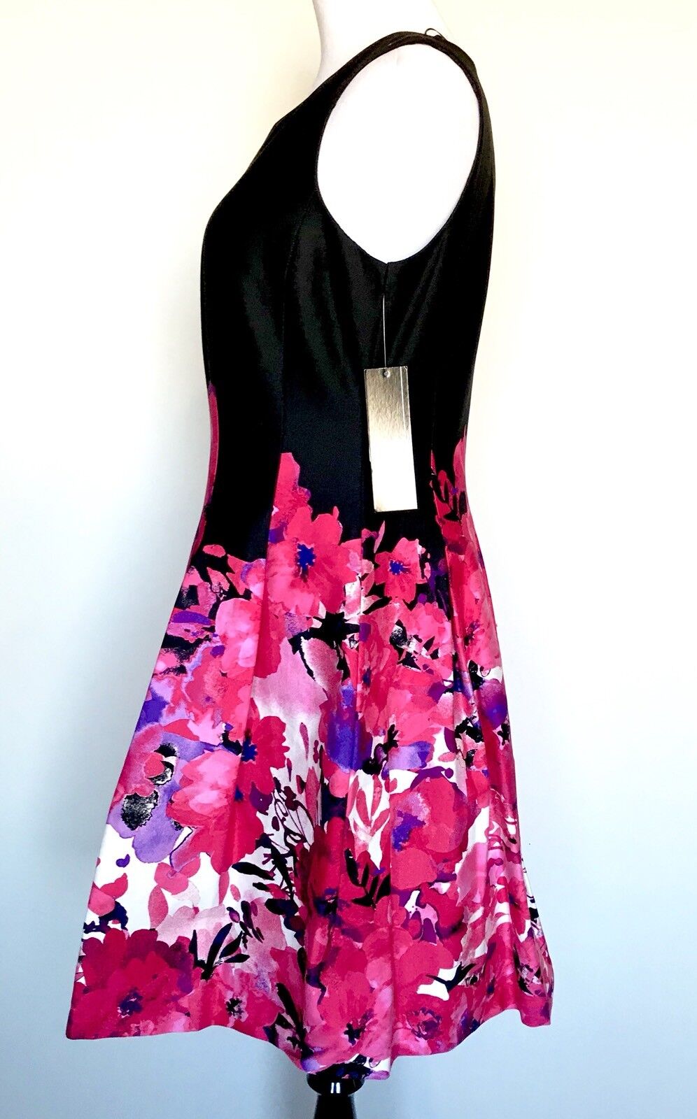 Chetta B Black& Pink Floral Dress. Size 8 Retails $98 Price $58 NWT