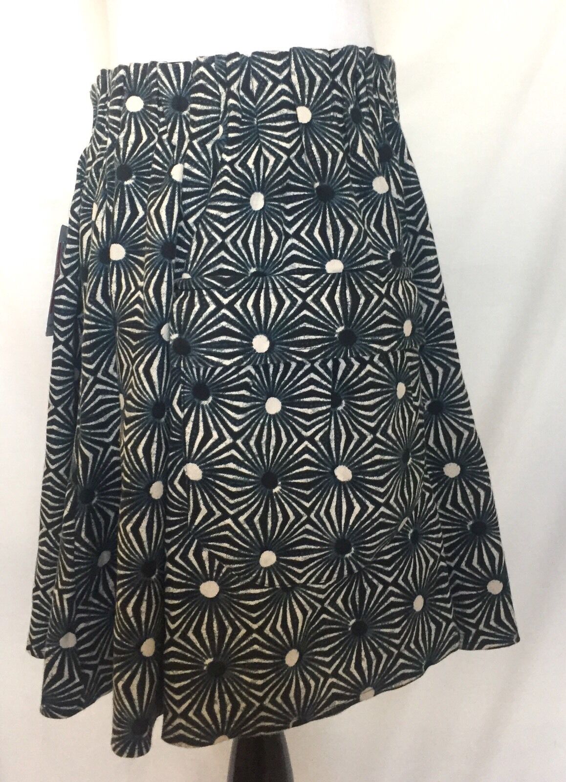 Free People Flared Skirt Blue Black White Sun Retail $88 Price $38 NWT
