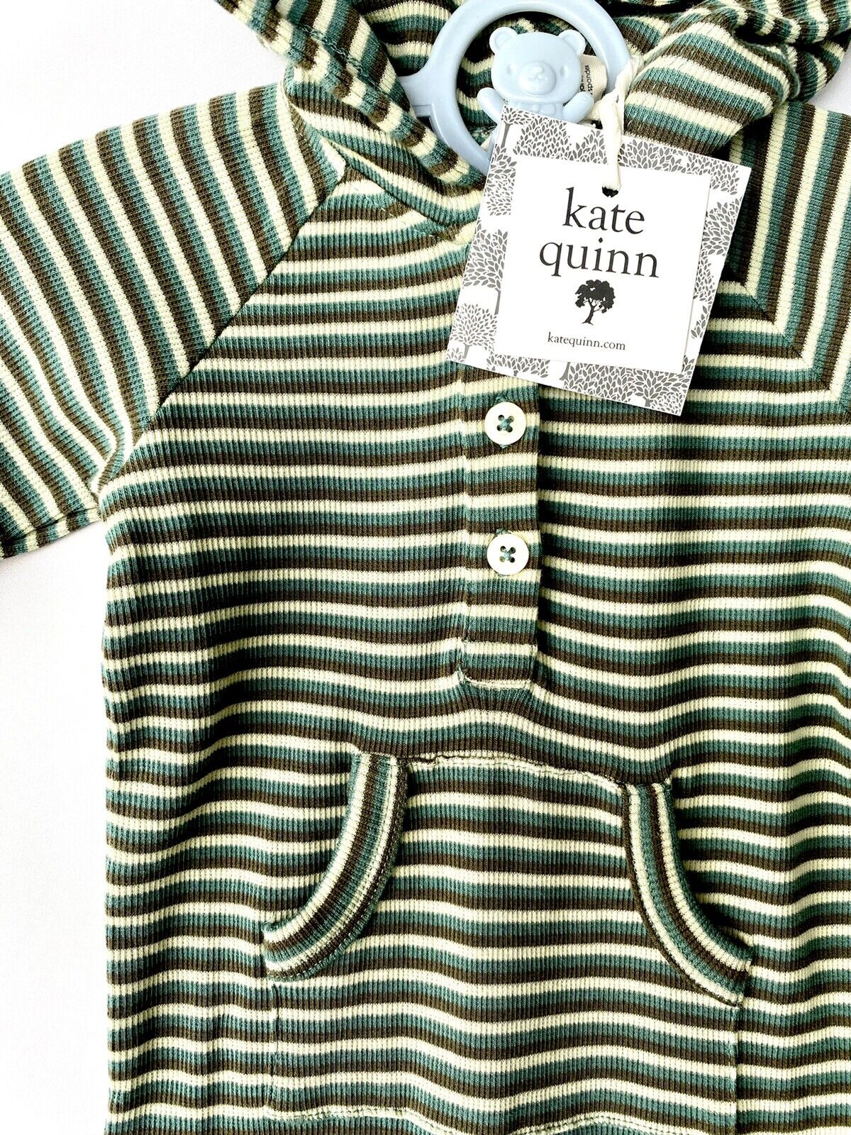 Kate Quinn Organic Cotton Stripe Hooded Jumpsuit Retail $38 Price $28 12-18 M