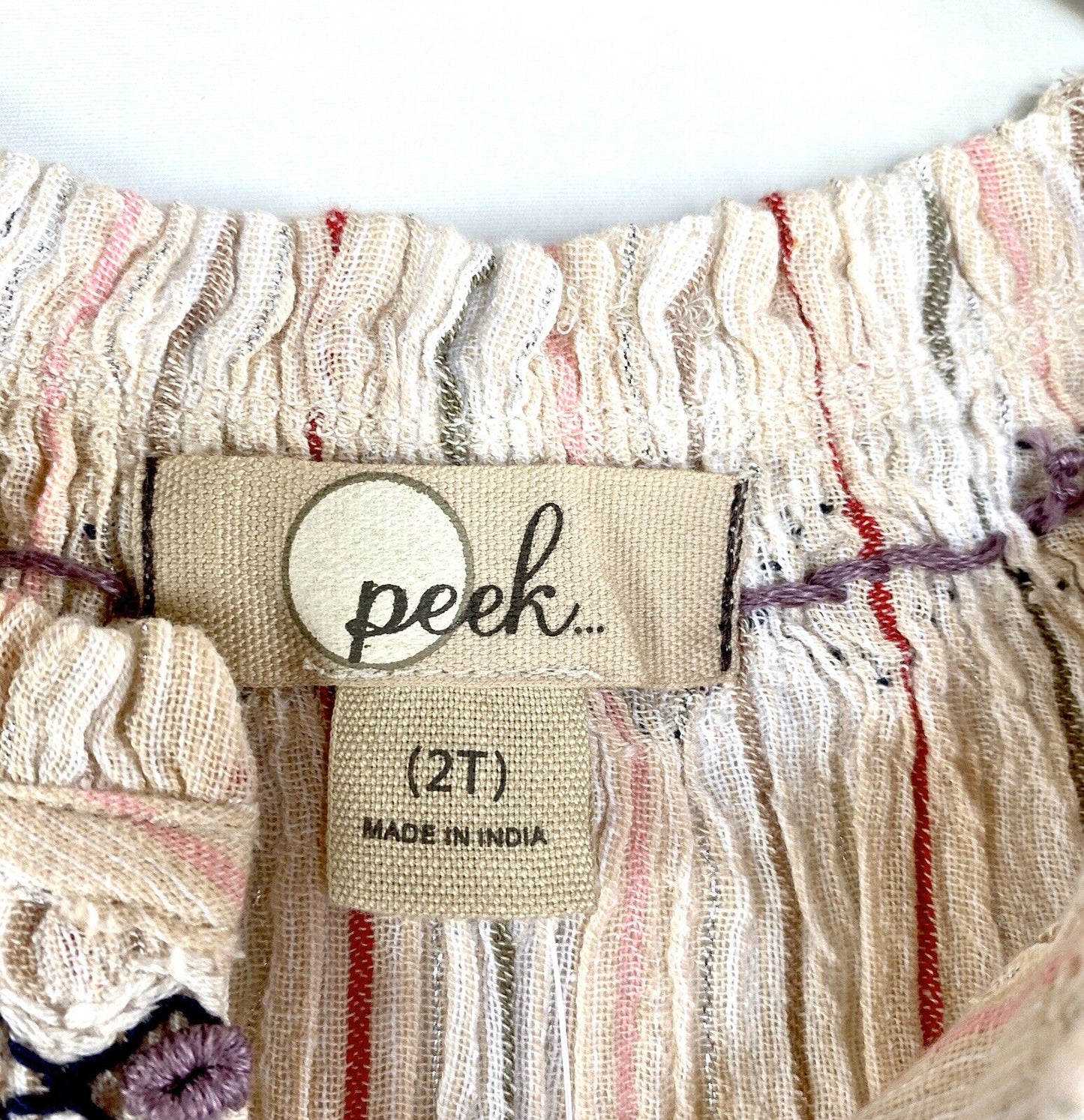 Peek Striped Silver Stripe Embroidered Tunic Top NWT Age 2T Retail $44 Price $24