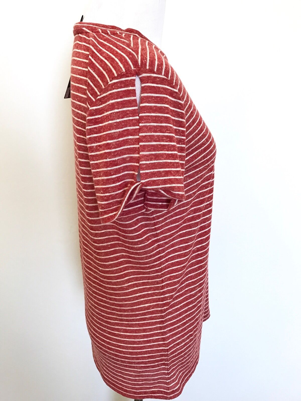 AllSaints Mazzy Red Stripe Linen Mix Tee NWT Retail $65 Price $35 Size S