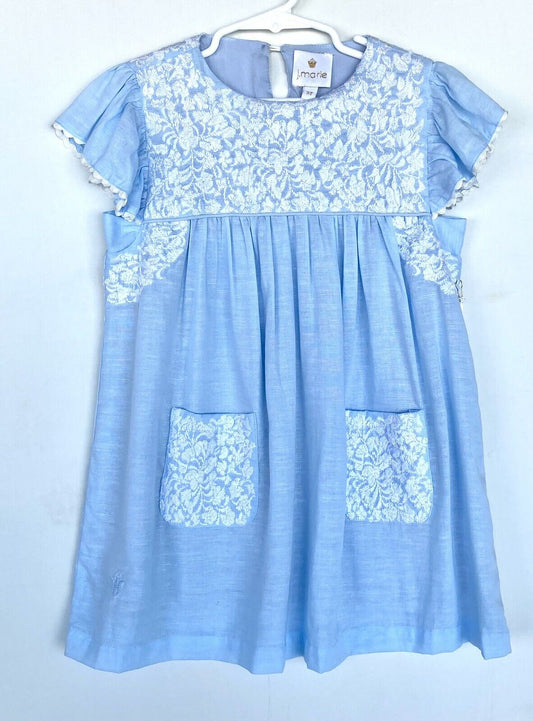 J Marie embroidered Mary Dress 3T Retail $92 Price $49 Linen Mix