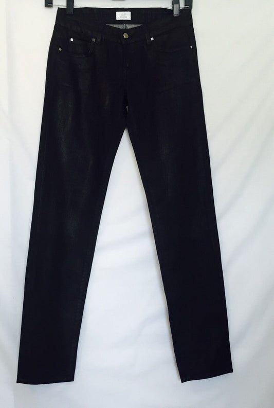 Gianfranco Ferre Black Jean Slight Wet Look. Retail 223 Euro $249 Price $48 NWT