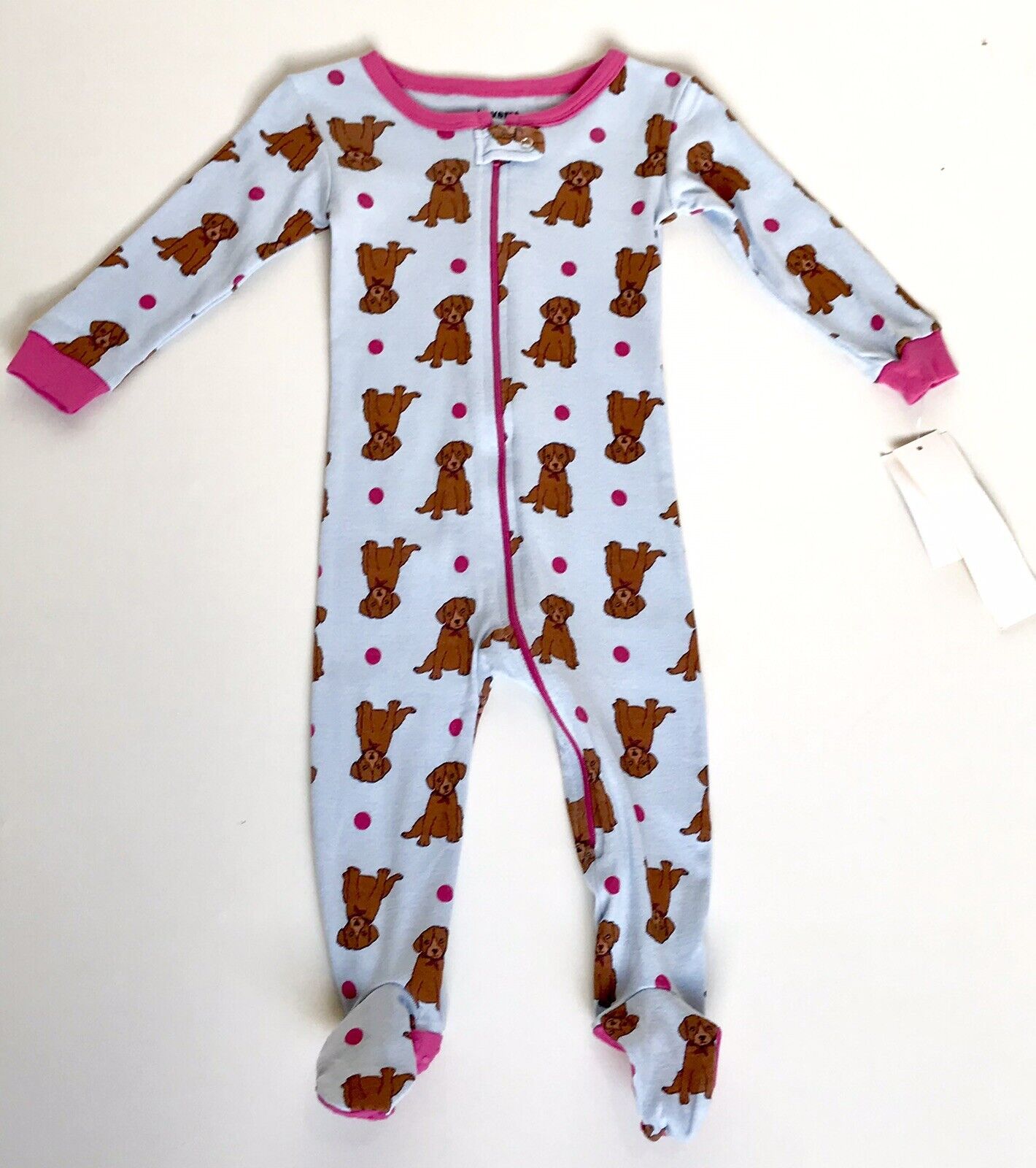 Leveret Baby Girls Pink & Blue Footed Puppy Sleepsuit 6-12 M Price $16 NWT