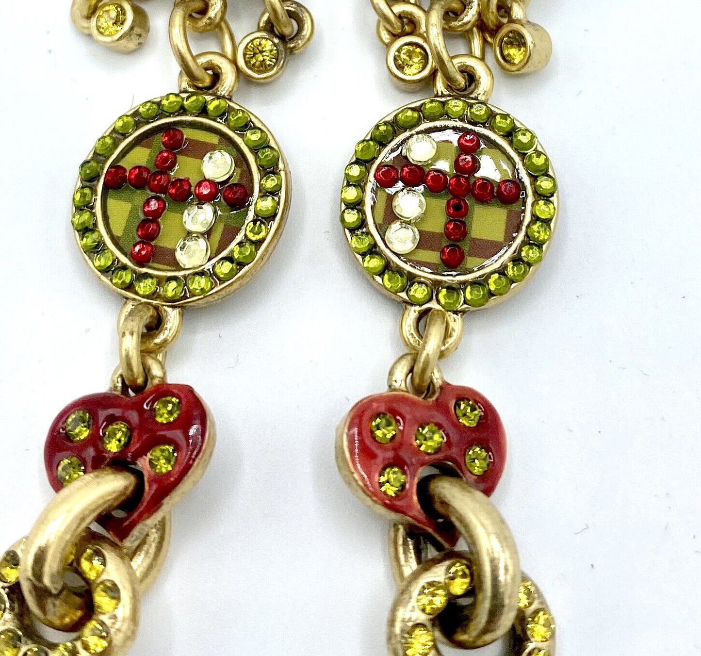 Valentine Heart &Star Pilgrim 14 Carat Gold Plate Swarovski Crystal Earrings $19