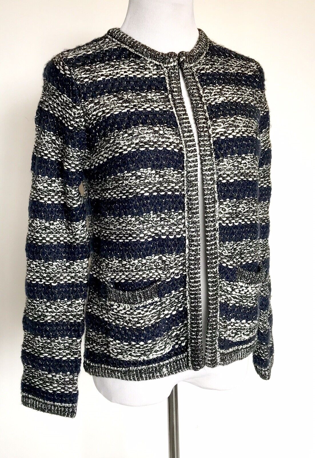 MOTH Anthropologie Navy Cardigan Sweater Jacket Size S Retail $138 Price $69