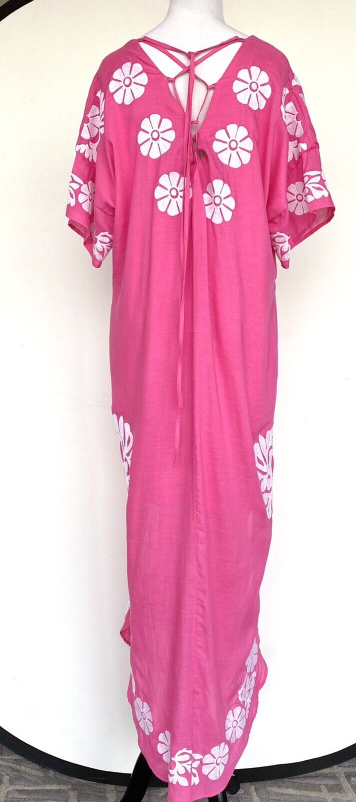 NWT J Marie embroidered Pink Linen mix Kaftan /  Dress XS Retail $136 Price $69