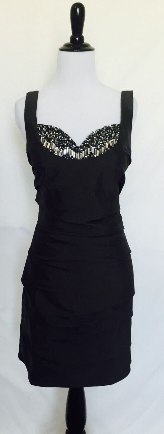 Dalia MacPhee Silver gray Formal Prom, Cocktail Dress Diamanté NWT Sz 4 $45