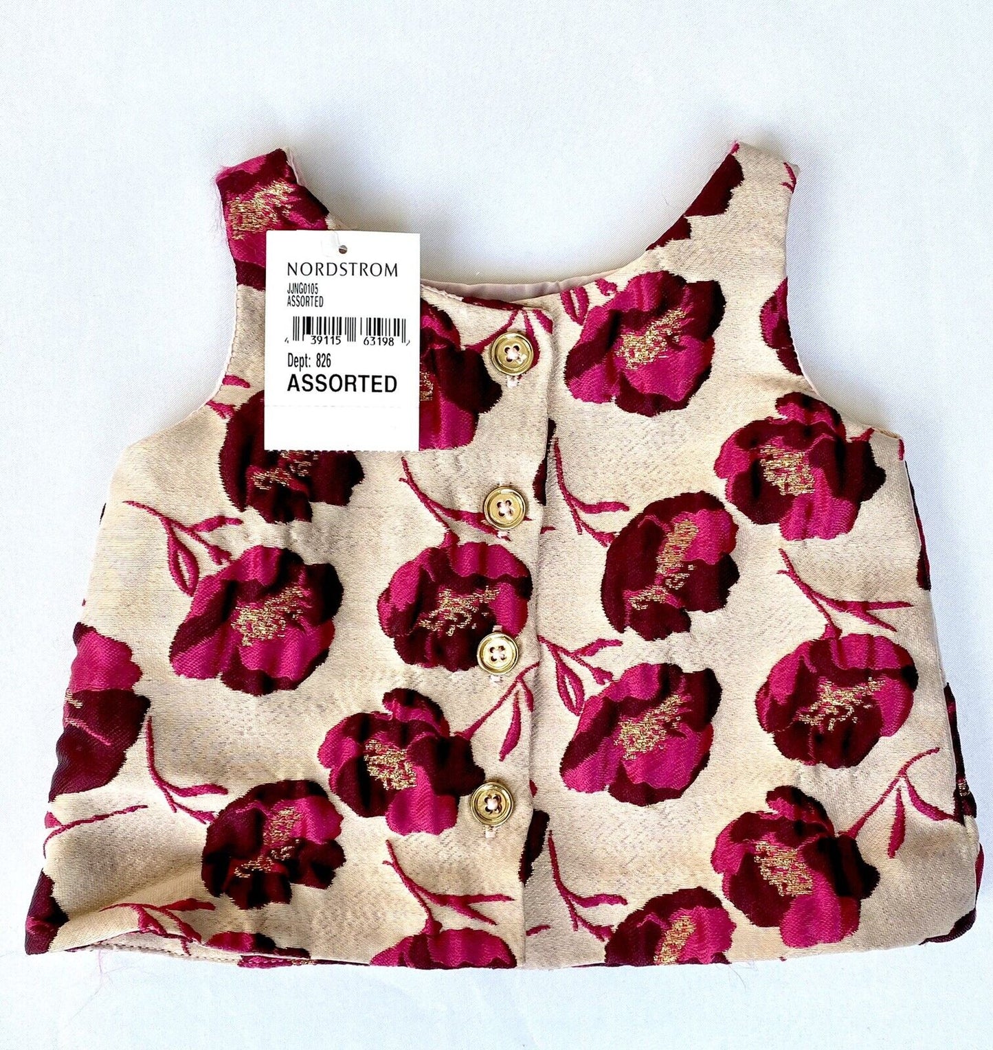 Janie And Jack Metallic Thread Jacquard Gold Pink Sleeveless Top $28 3-6 M