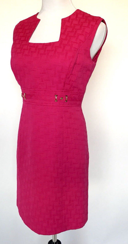 Tahari Arthur S. Levine Black Hot Pink Buckle Dress 6P NWT Retail $129 Price $67