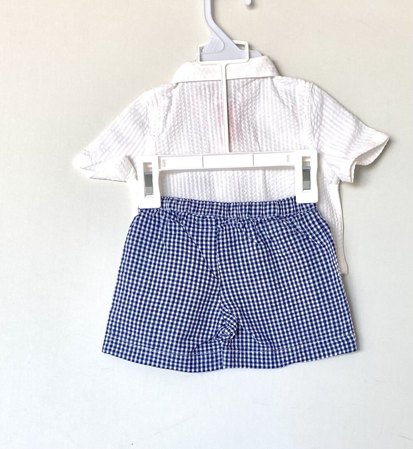 Monsoon London Seersucker Whale White Shirt & Shorts Set 0-3 M Price $32