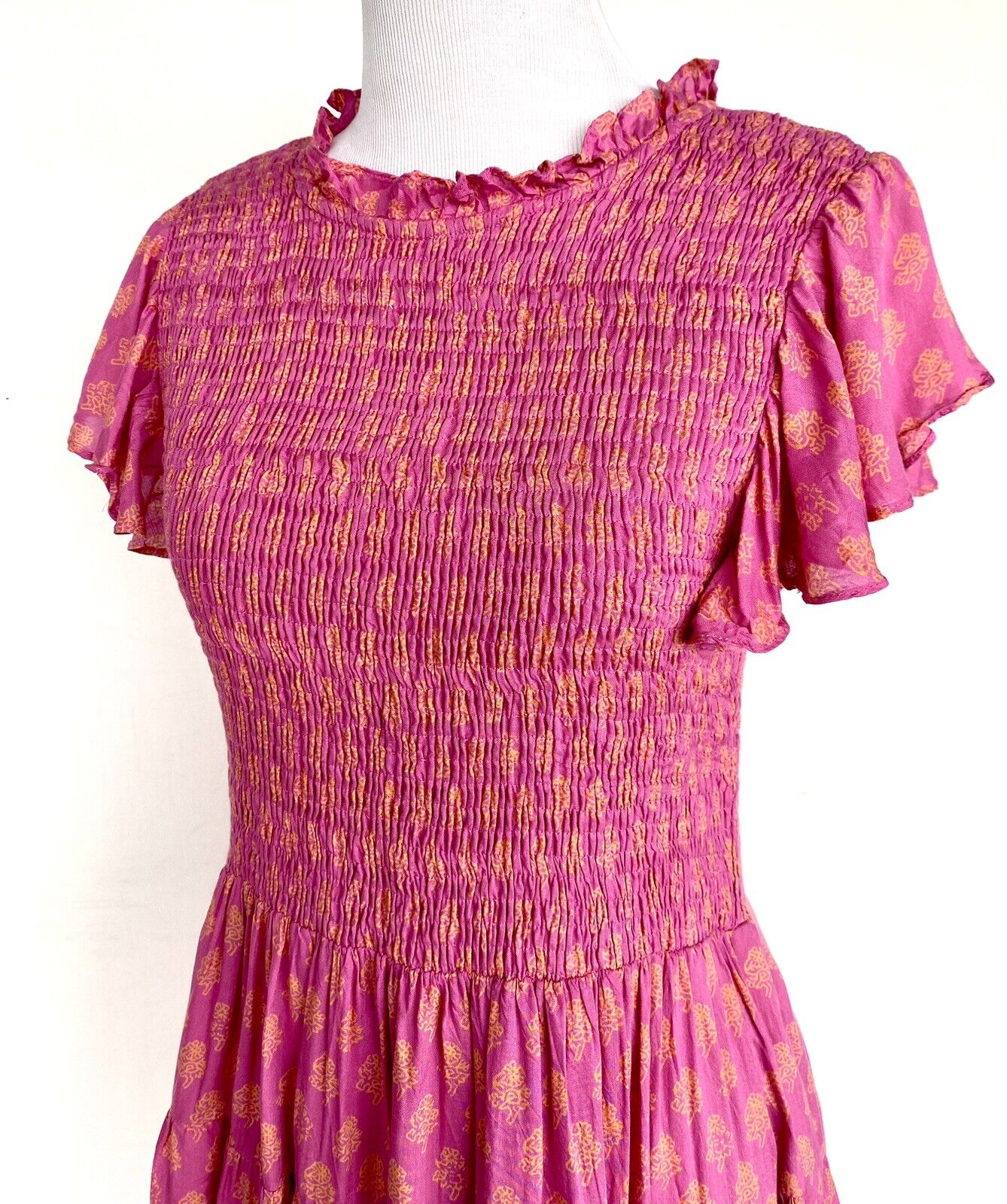J Marie Mia Rose Smocked Ruched Tiered Dress size S Retail $168 Price $70 NWT