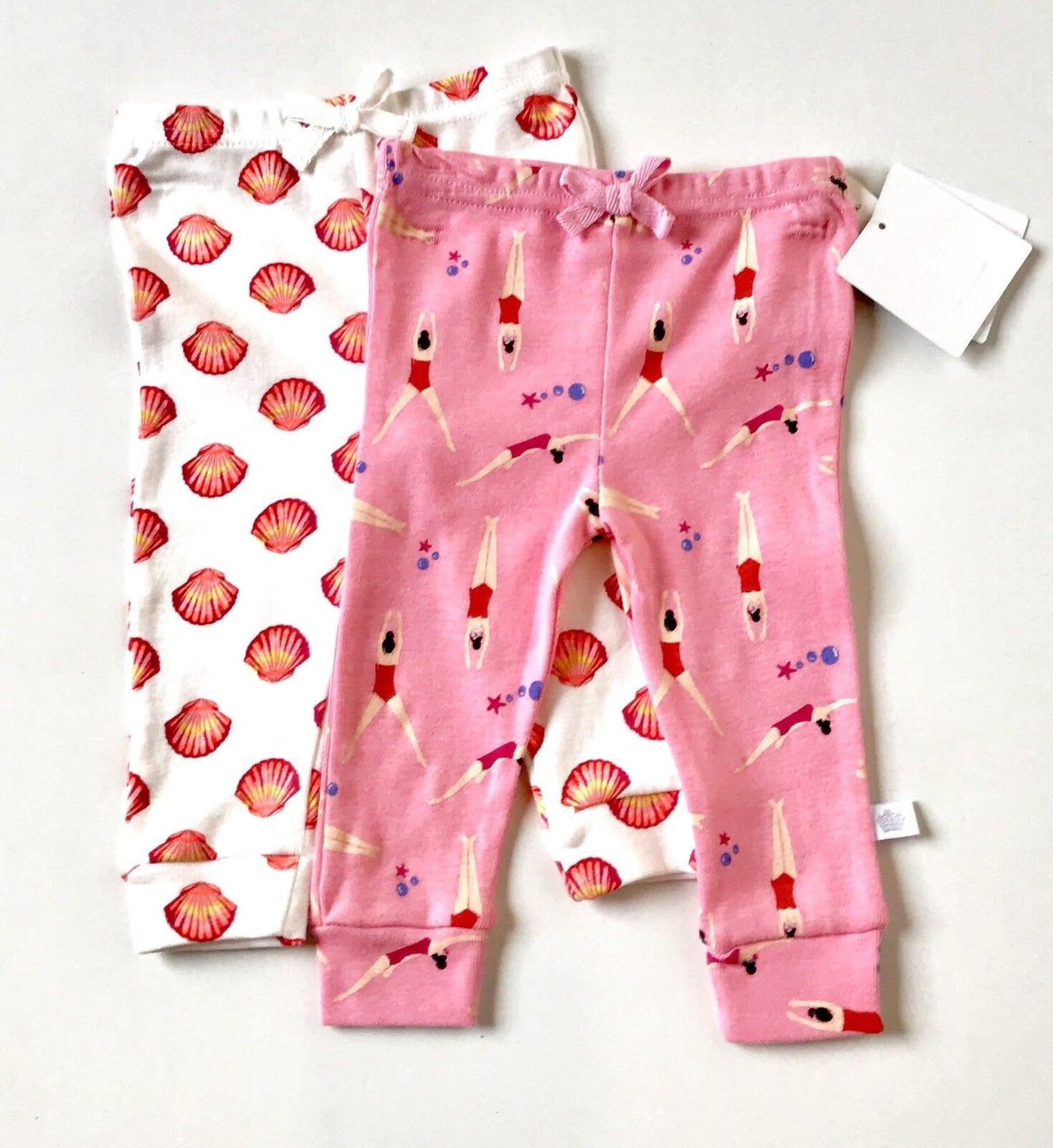 Rosie Pope 2 Pairs Swimmer & Seashell Leggings  Size 0-3 Months. NWT Price $12