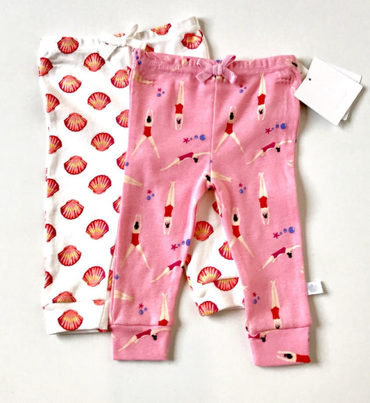 Rosie Pope 2 Pairs Swimmer & Seashell Leggings  Size 0-3 Months. NWT Price $12
