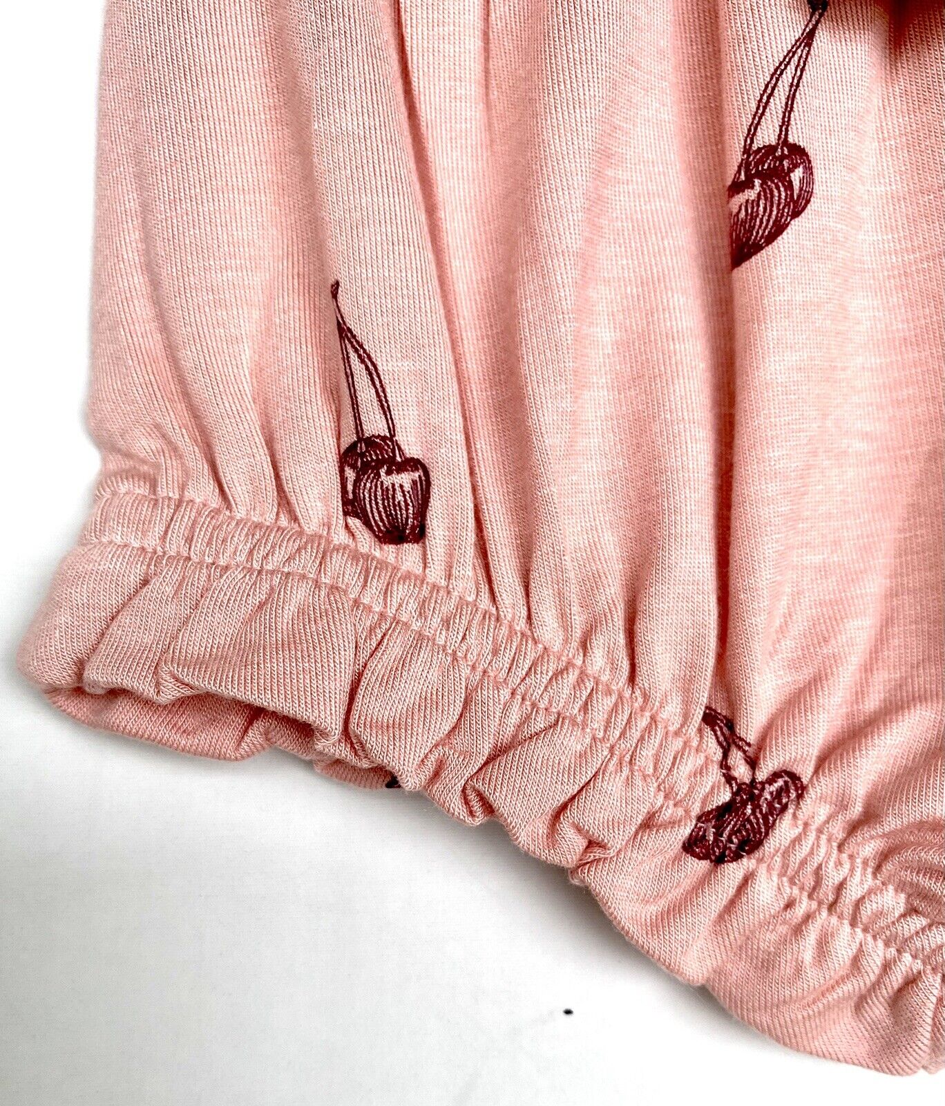 Kate Quinn Bamboo Smocked Shirred Waist Ruffle Bloomer Price $32 6-12 M Cherries