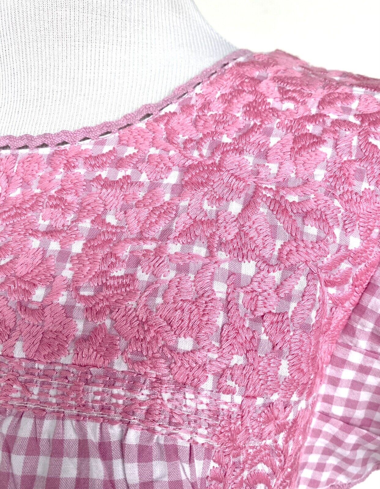 J Marie embroidered Genevieve MIDI Dress size XS Retail $140 Price $75 Gingham