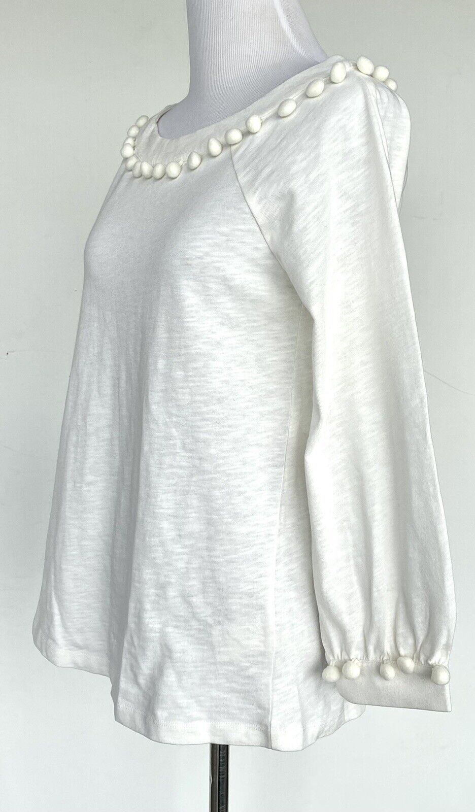Boden Ivory PomPom Edge Rosemary Jersey Top Retail $70 Price $48 NWT Size 2