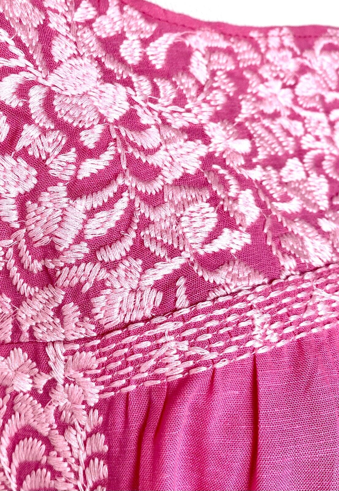J Marie embroidered Devyn Linen top L Retail $102 Price $56 Pink