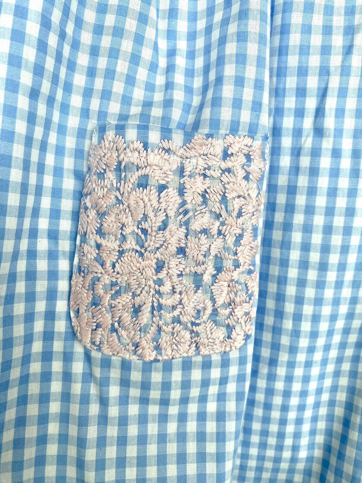 J Marie embroidered Clara Dress 3T Retail $92 Price $49 Gingham Blue And Pink