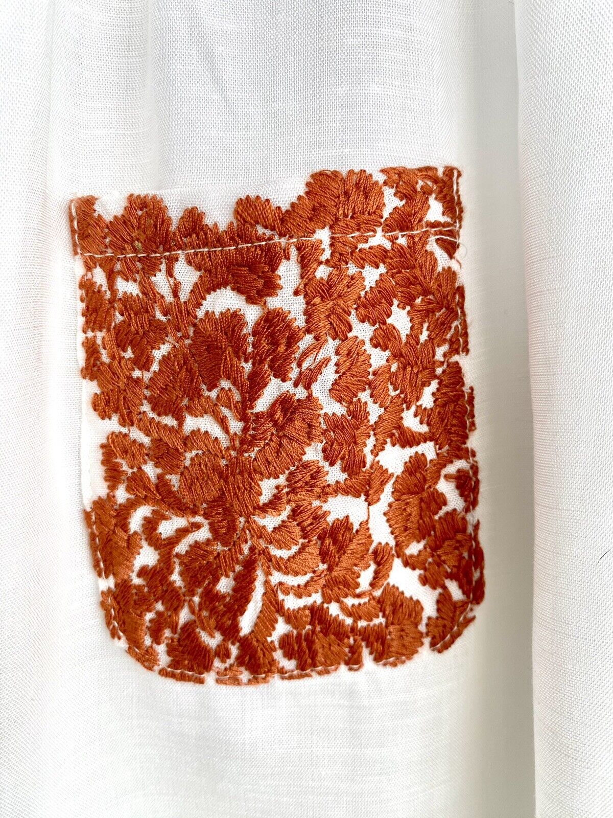 J Marie embroidered Gudalupe Dress 5T Retail $92 Price $56 Linen Mix White Red