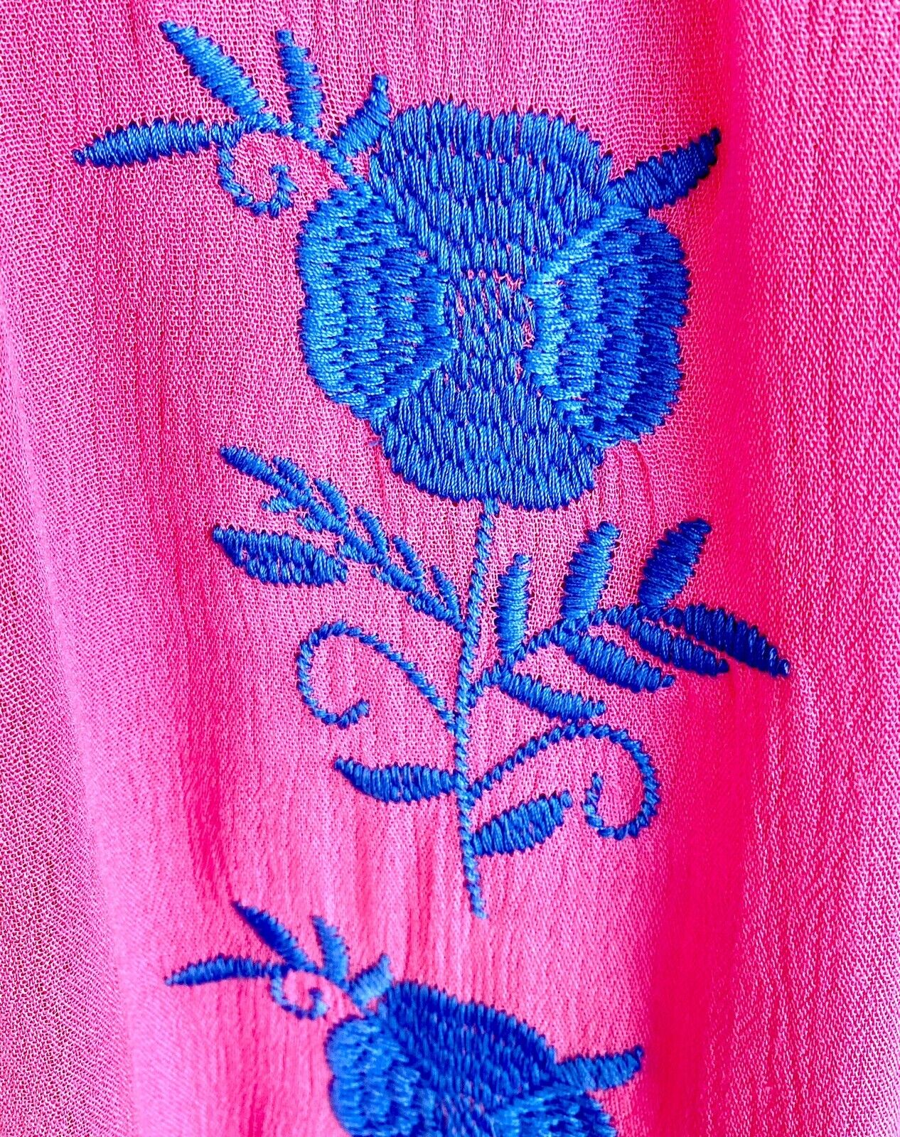 NWT J Marie embroidered Pink & Blue maxi Dress M Retail  $118 Price $69