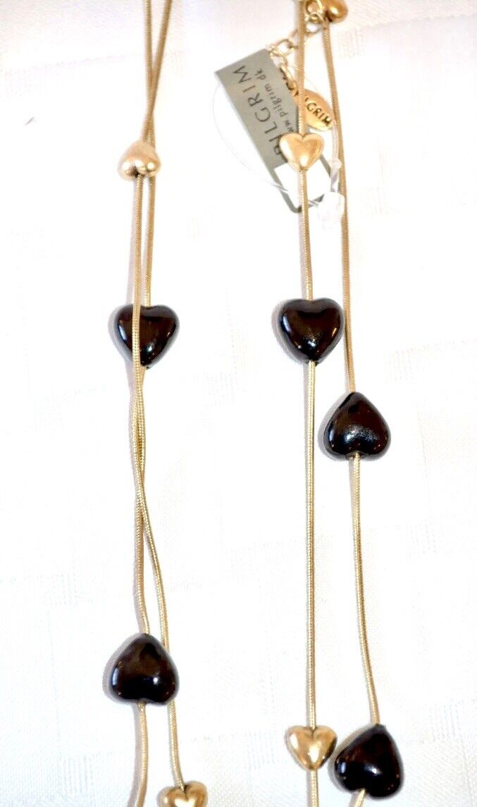 Pilgrim Jewelry 16 Carat Gold Plated Gold and black heart necklace. $15
