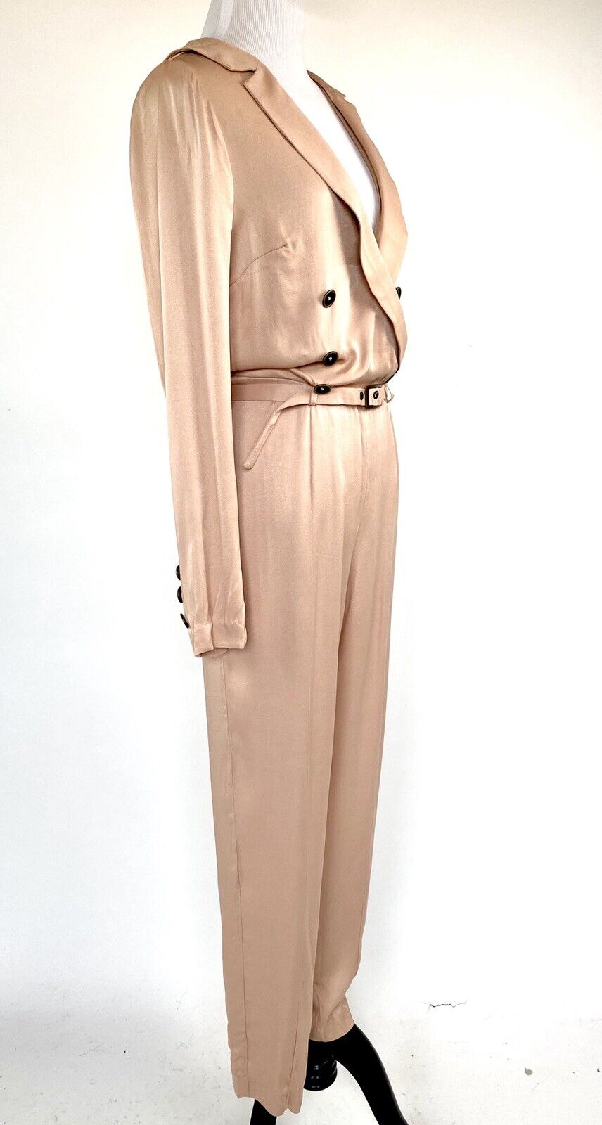Free People Nude Mystic Tan Silky Jumpsuit. Sz 0 Retail $300 Price $98 NWT