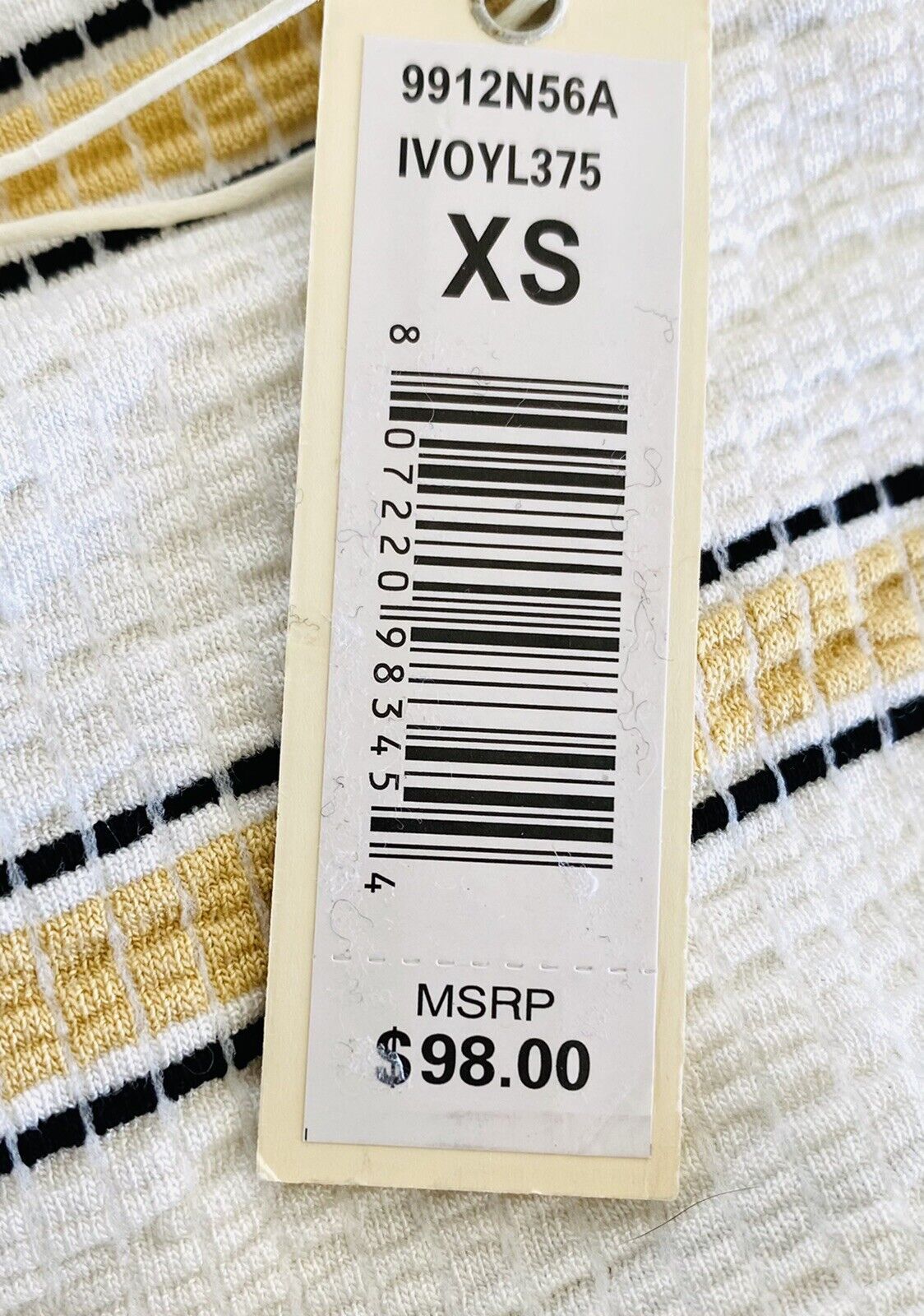 Max Studio Ivory Stripe Cinch Twist Dress Size XS Retails $98 Price $48 NWT