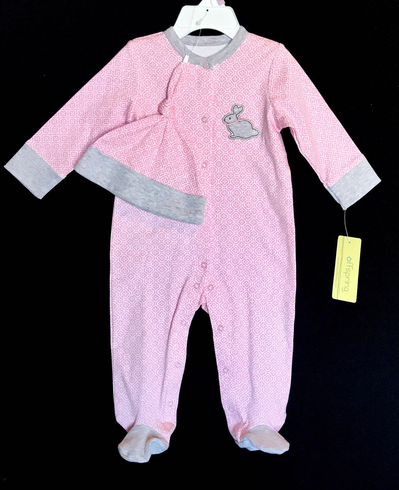Offspring Pink Sleepsuit And Hat Set. Pink & Gray Retail $22 Price $16 NWT 9 M