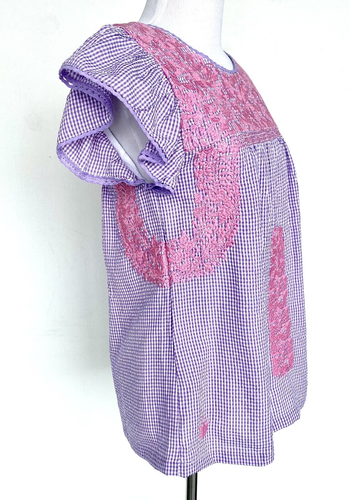 J Marie embroidered Suri Gingham Top size S Retail $106 Price $53 Seersucker