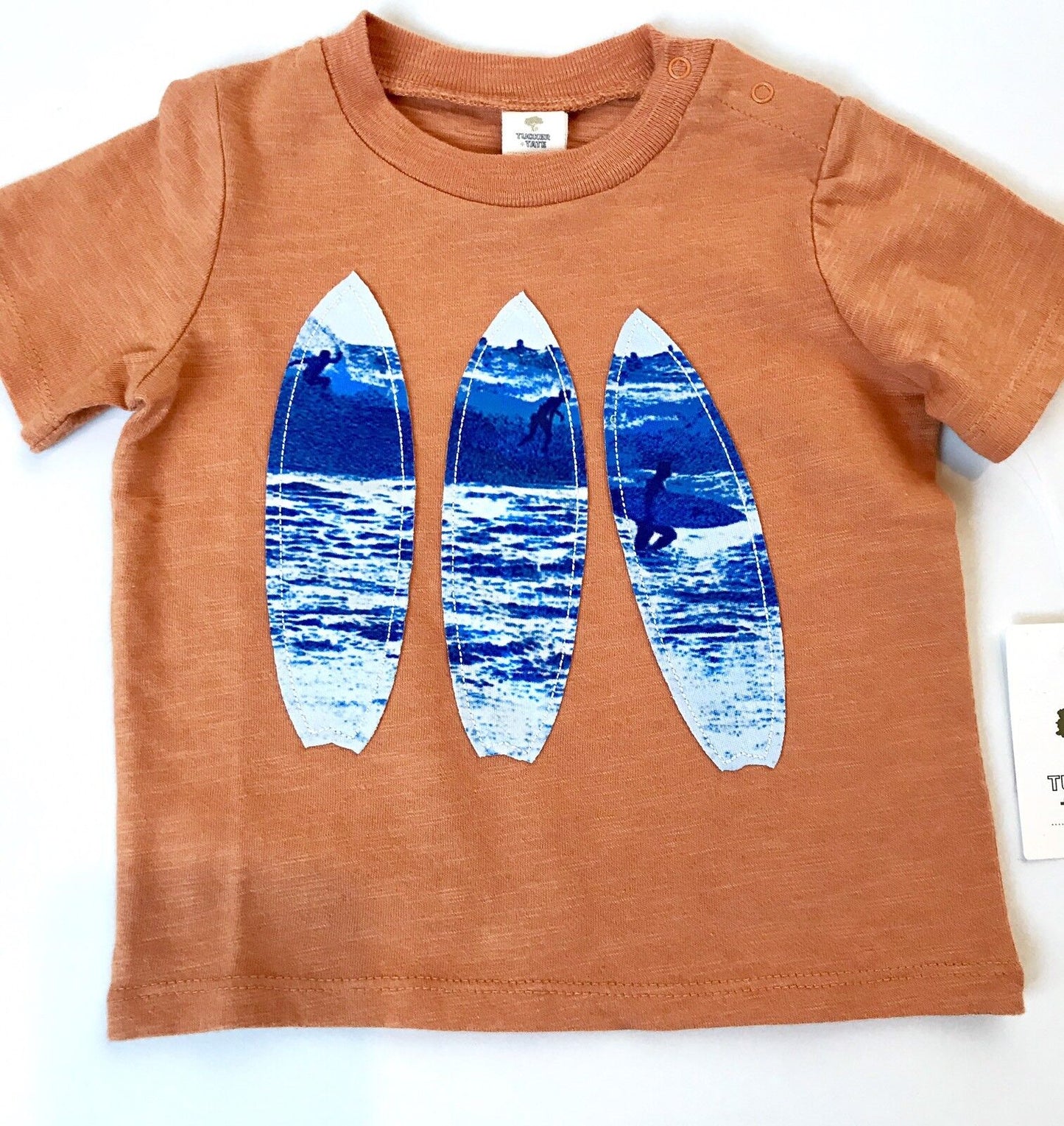 Tucker + Tate Burnt Orange Surfboard Appliqué Tee NWT Retail $22 Price $13.20 6M