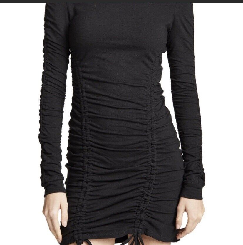 Kendall + Kylie Grey Ruched LS Stretch Dress S Retail $118 Price $72