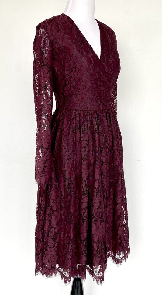 Alexia Admor Wine Lace LS Dress. Retail $265 Price $69 Size L NWT