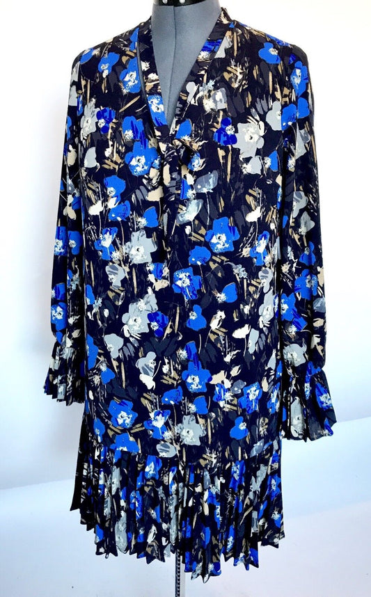Maggy London Blue & Black Tie Neck Dress. NWT Retail $148 Price $68 Size 10