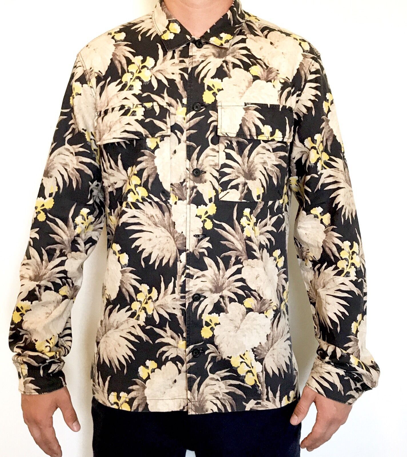 AllSaints Midway Linen Cotton LS Shirt  Retail $195 NWT Price $79 All Saints M