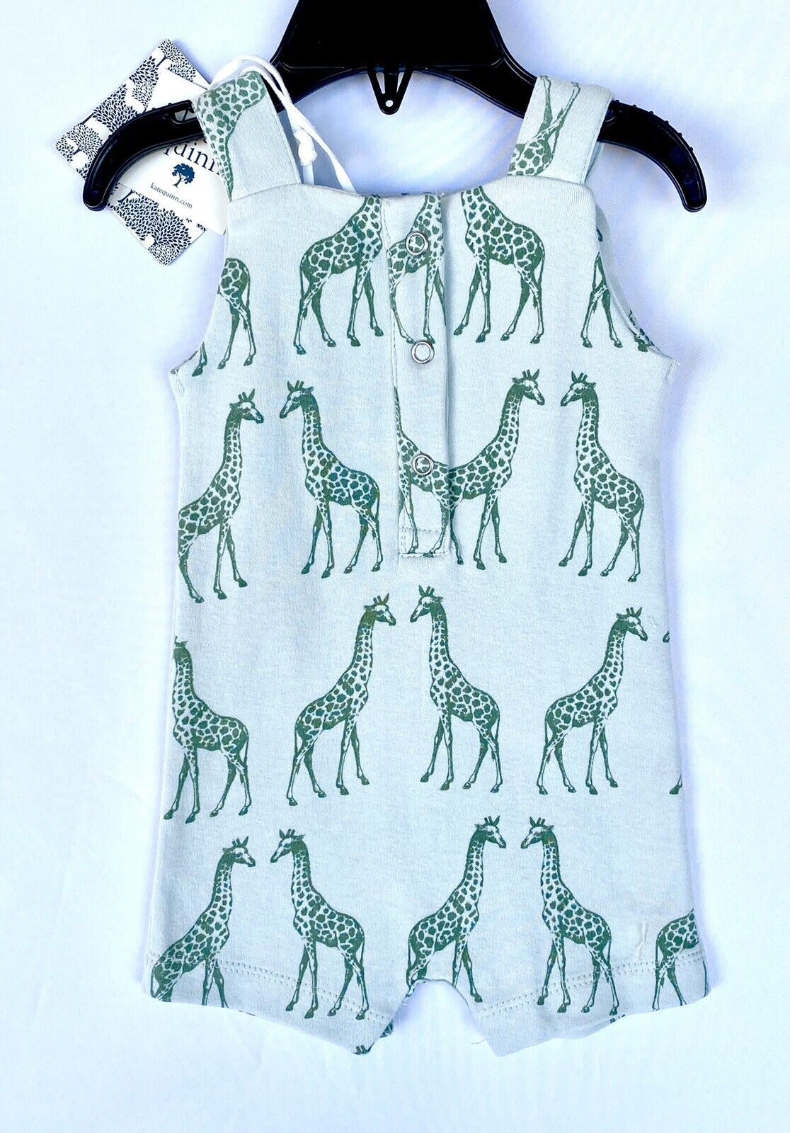 Kate Quinn 100% Organic Cotton Overall Shortie  Romper Retail $36 Price $28 0-3M